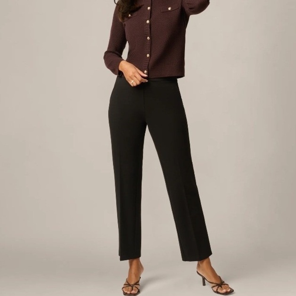 Adrianna Papell Ponte Pull-On Pant Womens 8 Black Stretch Trousers